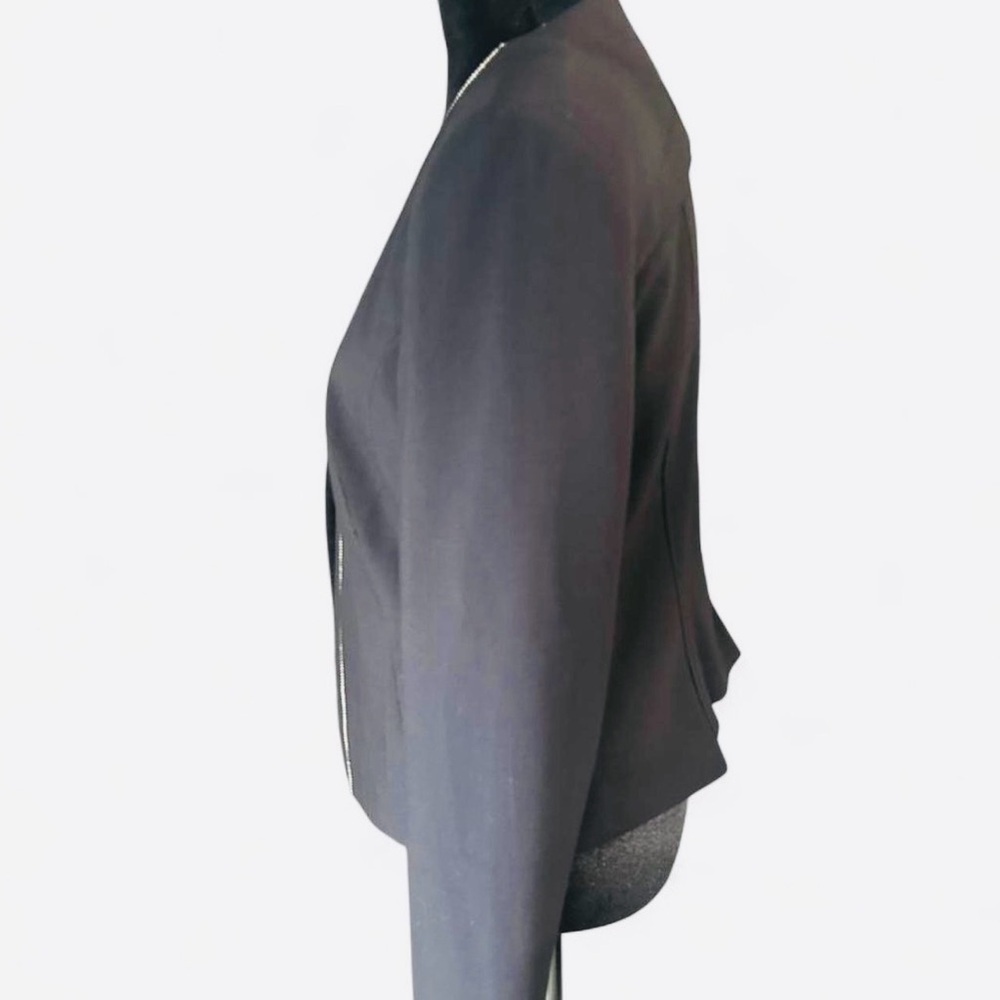 Calvin Klein Black Zip Front Blazer Size 10 Tailored Stretch Career Jacket - Picture 4 of 8